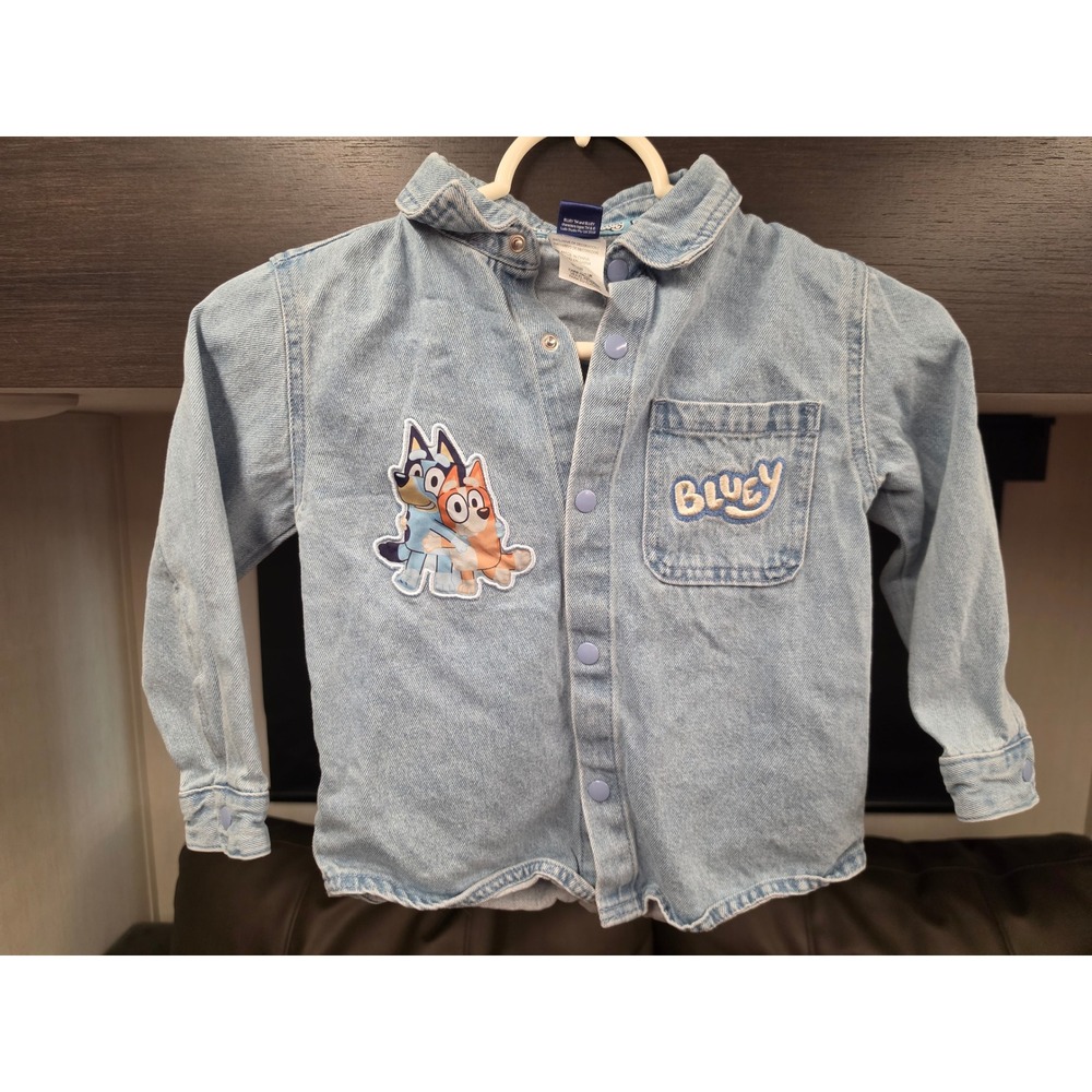 Bluey Bingo Toddler Boys Denim Button Down Shirt Light Blue 4T NZLJ601